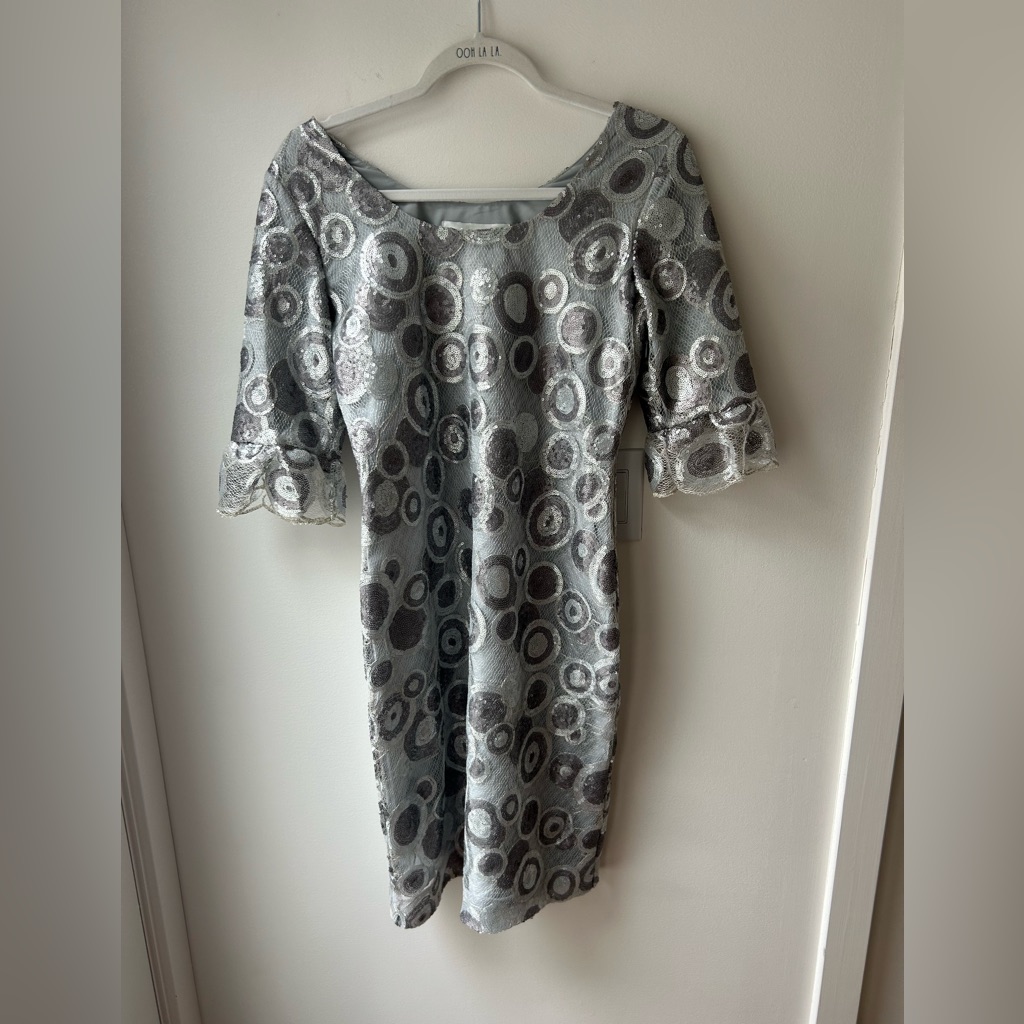Sara Campbell Silver Sparkle Party Dress 6